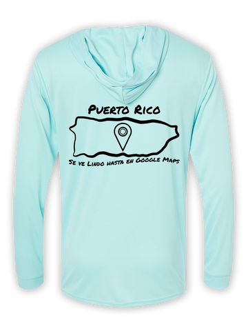 Puerto Rico se ve lindo hasta en google maps - Rashguard Hoodie Aqua